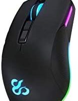 Newskill Eos Ratón Gaming con Cable, Iluminación RGB Personalizable, Sensor Óptico, 16000 DPI Ajustables, 7 Botones Programables, Agarres Laterales de Goma, PC/Mac, Negro