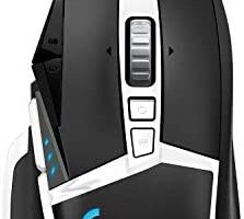 Logitech G502 HERO Ratón Gaming Edición Especial con Cable Alto Rendimiento, Captor HERO 25K, 25,600 DPI, RGB, Peso Personalizable, 11 Botones Programables, PC/Mac – Blanco y Negro