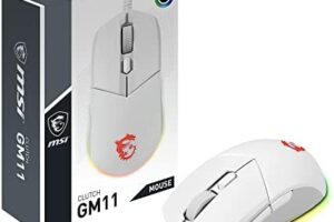 MSI CLUTCH GM11 WHITE Ratón Gaming – Sensor Óptico 5000 DPI, Diseño Simétrico, Interruptores OMRON con Resistencia de 10M+ de Clics, 6-Botones, Latencia 1ms, RGB Mystic Light, 89g – Ratón Cableado