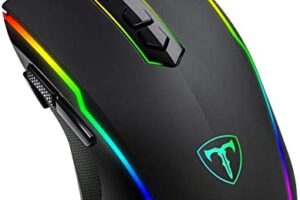 VIVIJO Ratón Gaming con Cable, 5 dpi Ajustable hasta 7200, Ratón Óptico, Ergonómico, RGB con 8 Botones programables e Iluminación RGB para PC, Portátil