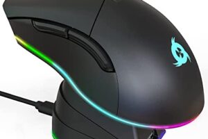 KLIM Blaze Pro – Ratón inalámbrico Gaming Recargable RGB con estación de Carga – Nuevo 2023 – Sensor de Alta precisión con batería Recargable – Ajustable hasta 6000 dpi – Modo inalámbrico y con Cable