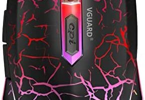 VGUARD Ratón Gaming con Cable, 4 dpi Ajustable hasta 2400, Gaming Mouse Óptico, Ratón Ergonómico Óptico RGB con 6 Botones y LED 7 Colores para PC, Portátil.  (Versión Mejorada) – Negro