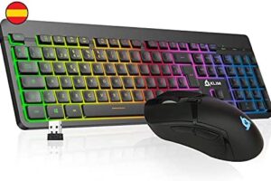 KLIM Tandem – Kit Teclado y Ratón Inalámbrico Gaming ESPAÑOL – Nuevo 2023 – Teclado y ratón Gaming Ligero, Duradero, Ergonómico – Batería de Larga duración – Retroiluminado para PC Mac PS4 Xbox One