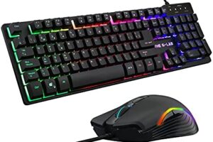 THE G-LAB Combo Krypton Pack de Teclado Gaming USB y Ratón Multicolor Retroiluminación – Teclado Gaming QWERTY – Incluye Ñ – Anti-Ghosting + Ratón Gaming 6 Botones 3200 dpi – PC PS4 PS5 Xbox One